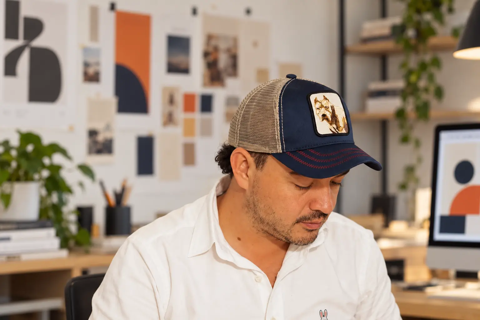 Diseñador revisando referencias de color y materiales